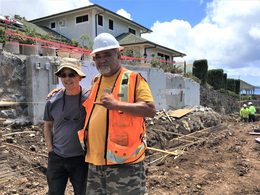Mike Lau and Solomon Manupule at building site in east Honolulu